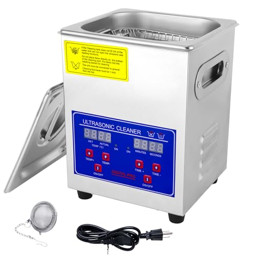 Veckyjl 2L HEATED ULTRASONIC PARTS CLEANER, Ultrasonic Cleaner 2L, Ultrasonic Parts Cleaner Machine, Industrial Ultrasonic Cleaner With Heater&Digital Timer cover