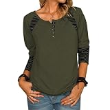 Jersey Sudaderas Suéter Cárdigan Camiseta De Mujer Tops Casual Túnica Cuello En V Tops Sudadera Casual Botón Sudadera Casual Camiseta S Verde Militar