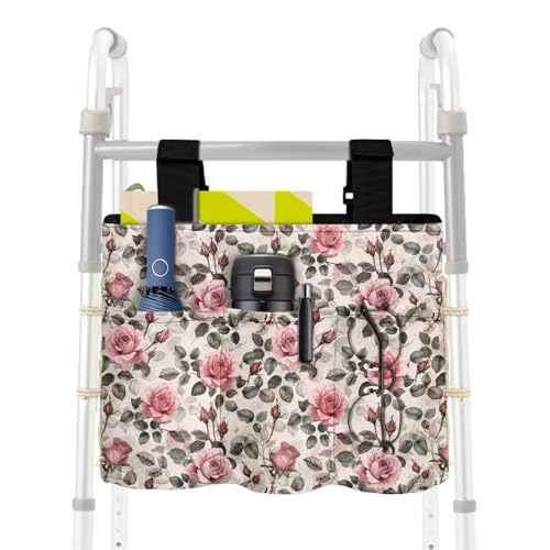 Uacyareni Rose Walker Bag for Rollator Walker Foldable Walker Storage Bag with Big Capacity Gifts...