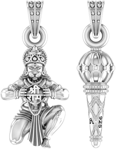 INDIA MADE Sterling Silver (92.5% purity) Combo Ppack God Hanuman Ji Gada Pendan