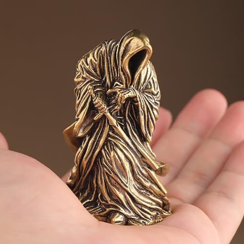 Estatua Grim Reaper de metal cobre y latón mini miniatura 5