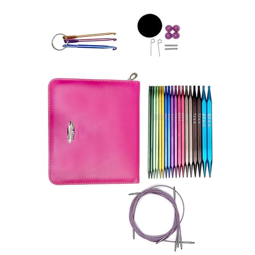 ZIDDAR Juego de 9 pares de agujas circulares intercambiables de ganchillo con funda de 3,5 mm a 8,0 mm para tejer suéter o sombrero