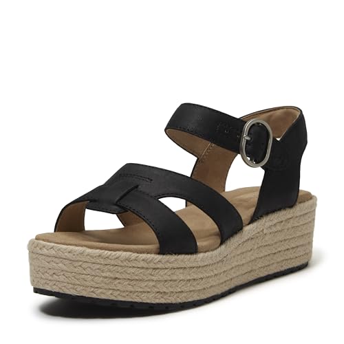 Timberland Women's Santorini Sun Backstrap Sandal, Black Full Grain, 7.5 M US