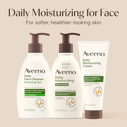 Aveeno Daily Moisturizing Face Lotion with Soothing Prebiotic Oat, Gentle Lotion Nourishes Normal to Dry Skin With Moisture, Sensitive Skin, Fragrance-Free, 12 fl. oz - Image 6