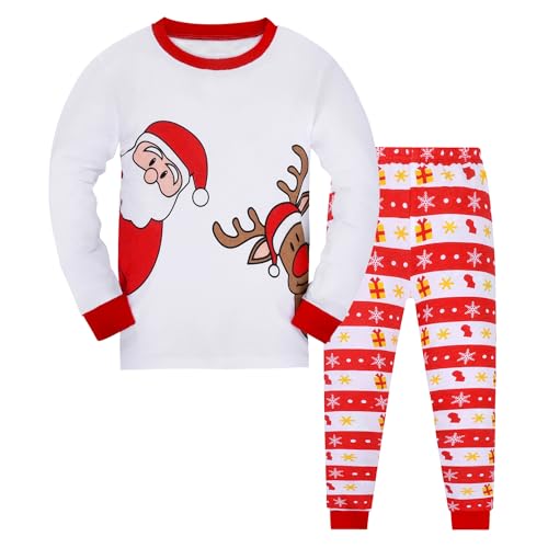 Codkkre Weihnachts Schlafanzug Kinder Unisex Jungen Mädchen Weihnachten Nachtwäsche Langarm Baumwolle Christmas Pyjama Set 2-12 Jahre, Stil 2, 8...