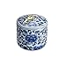 Japanese-Style Ceramics Tea Canister Traditional Tea Caddy Sugar Canister for Kitchen Sealed Ceramics - Blue and White Porcelain A42