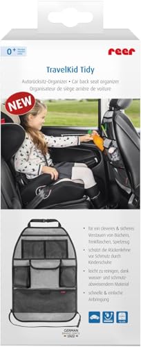 reer Autorücksitz-Organizer TravelKid Tidy, schmutzabweisend, viele Taschen, für alle Autositze, auch Sportsitze, grau