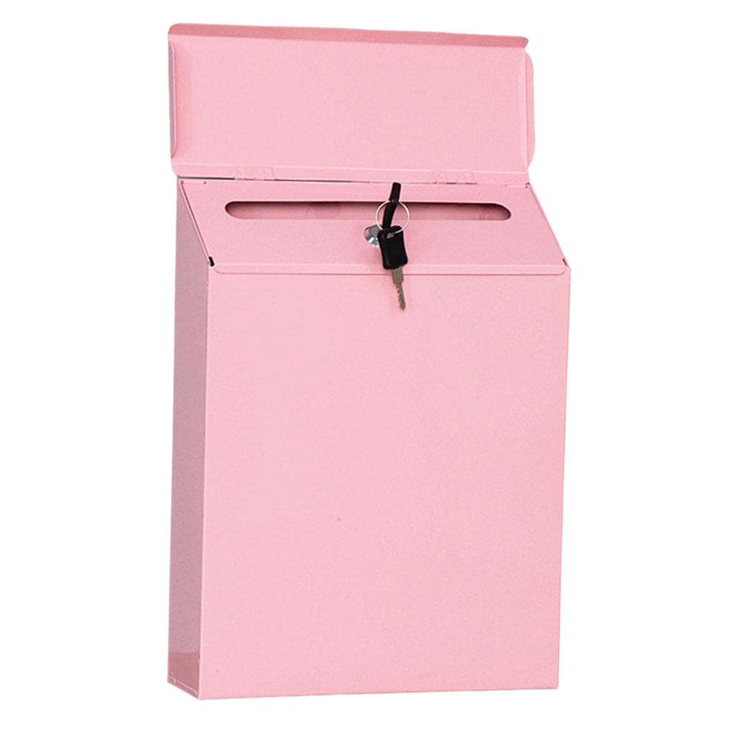 Merishopp Mailbox Locking Wall Mounted Comment Drop Box Payments Holder Postbox Pink-image-13