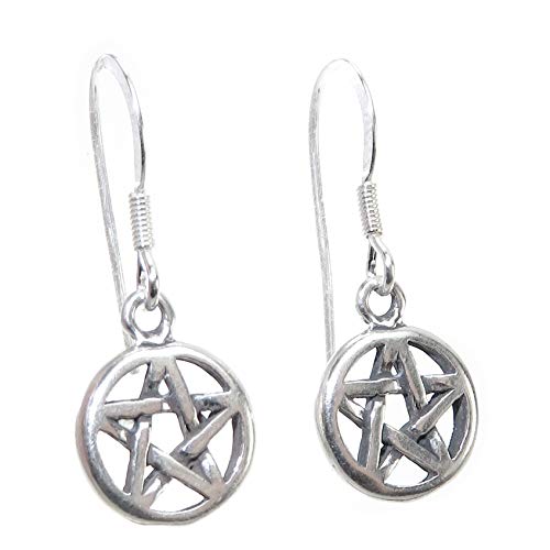 Pentacle Petite Argent sterling Boucles d'oreilles X 1u00a0paire Pentacles Chute Sslp2692u00a0-- Crochets