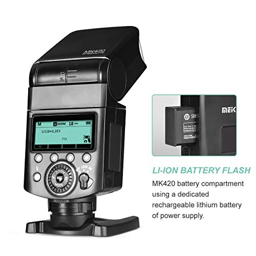 Meike Mk420N Ttl Li-Ion Battery Camera Flash Speedlite With Lcd Display Compatible With Nikon D850 D810 D3400 D3300 D3500 Z6 Z7 And Other Dslr Cameras + Lithium Battery +Diffuser+Battery Charger #TOP4