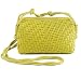 Dabdays Woven Crossbody Bags for Women Handwoven Purses Vegan Leather Small Handbag Handmade Shoulderbag (Light Green)