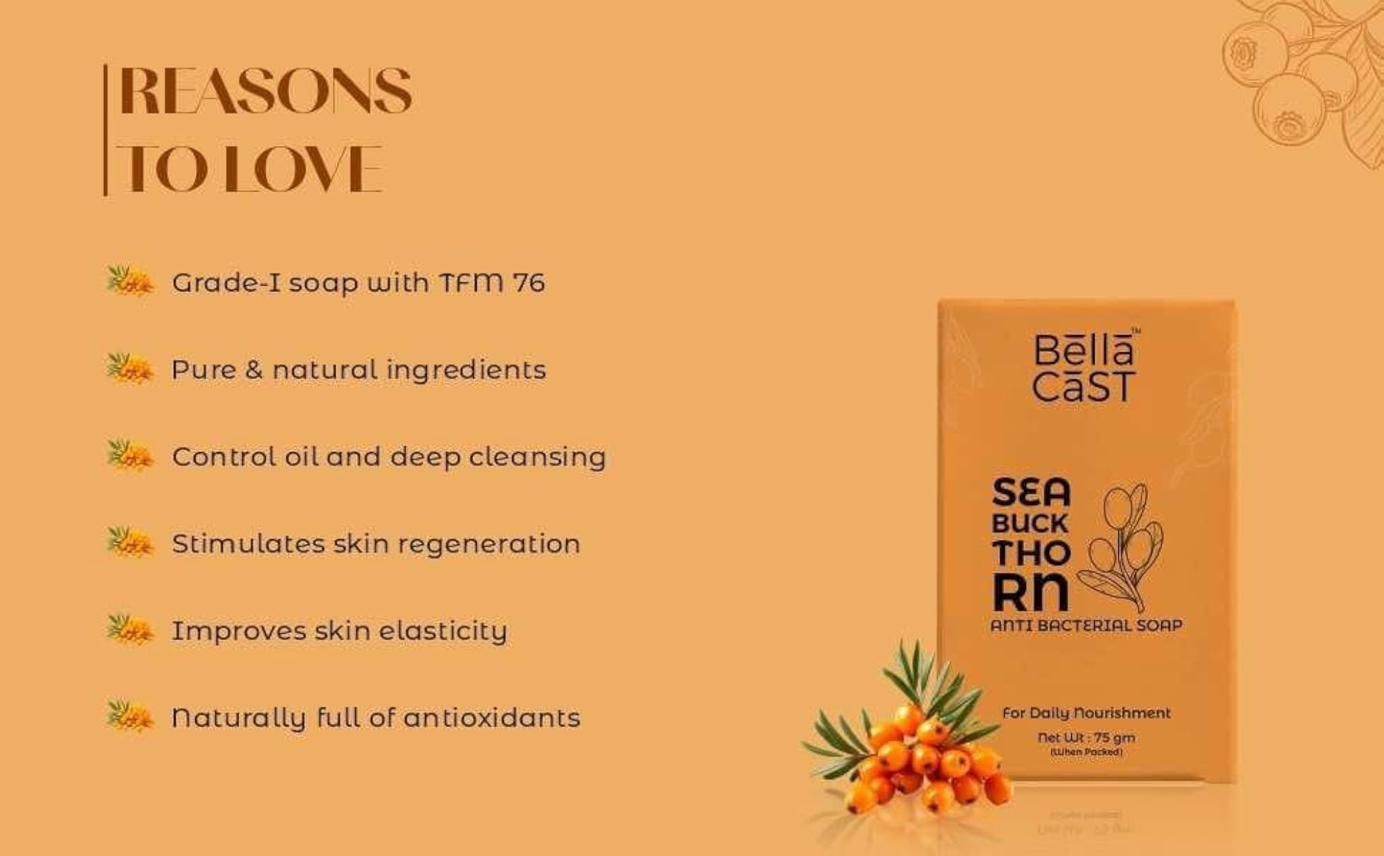 Bella Cast Sea Buckthorn Bathing Soap Pack of 4