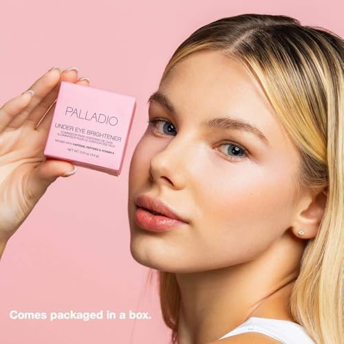 Palladio Under Eye Brightener, Conceal, Brightens, Reduces Appearance of Dark Circles, With Caffeine Peptides & Vitamin E, Tired Skin Color Correcting Brightener & Primer, Light to Medium (Soft Pink) - 5