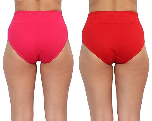 Image of GLAMORAS Women Cotton High Waist Full Coverage Broad Band Tummy Tucker Tummy Control Panty, Size L-3XL, Pack of 2 Panties