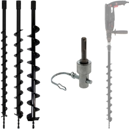 GT Market Lot de mèches de tarière Ø 40, 60 et 80 mm avec Adaptateur pour perceuse et perforateur SDS-Plus