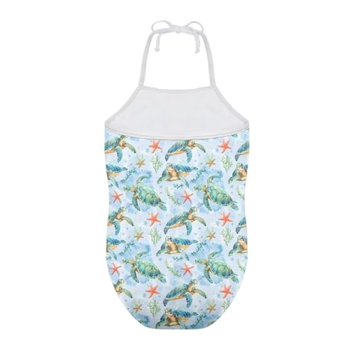Image of Girls One Piece Swimsuit Beach Bathing Suit Toddler Floral Halter Straps Swimwear for 1-10 Years