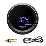 2' 52mm Digital Water Temperature Gauge with Blue LED & Alarm, 1/8' NPT Sensor, 104-302°F Range for 12V Car, Truck, SUV, Motorcycle, Boat