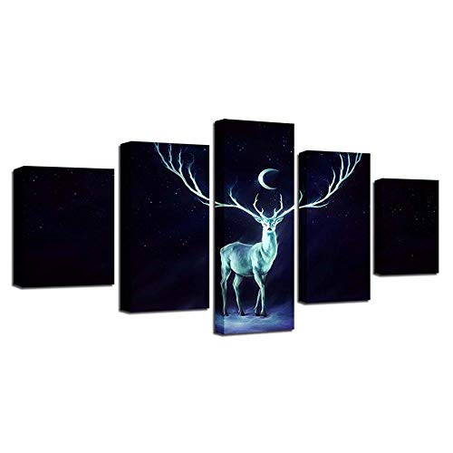 Tableau mural sur toile Lune et élan pour transformer l'ambiance de votre salon contemporain