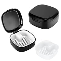 Gebissdose,Prothesendose Abdeckung,Zahnprothesen Box,Zahnspangendose,Zahnspangenbox,Zahnprothesenbox Mit Sieb,Tragbare Prothesendose Abdeckung,Für Die Aufbewahrung Von Zahnersatz (Schwarz)