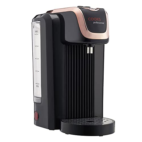 Cooks Professional Instant Hot Water Dispenser 2600W with 2.5L Capacity & Drip Tray | Energy Efficient Boiling Kettle Kitchen Dispensers for Hot Drinks, Tea & Coffee Making | Black/Rose Gold
