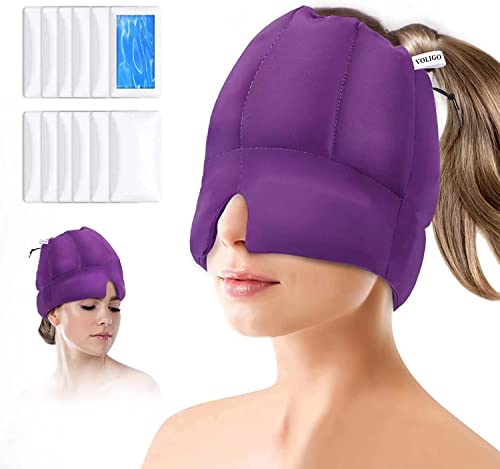 Gel Ice Headache & Migraine Relief Hat - Wearable Flexible Headband Ice Pack For Migraine & Headache Relief, Long-Lasting Cooling, No Confusion, Ice Therapy, Tension Relief (Purple) #TOP2