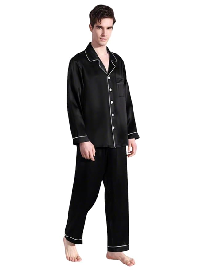 Men Satin Premium Piping Night Suit | Full Sleeve | Silky Satin | Nightwear | Loungwear Set | Size S to 5XL | Men Nightsuit-image-49