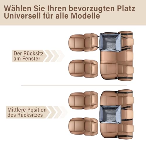 Hunde Autositz für kleine & mittlere Hunde – Wasserdichter Hundesitz Auto Rückbank mit Netzfenster & Sicherheitsgurt – Faltbarer Hundekorb Auto für Jede Fahrzeuggröße
