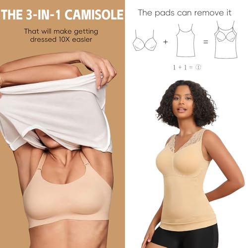 Image of JOYSHAPER Shapewear Camisoles with Built in Bra Tummy Control Shapewear Tank Tops for Women Padded Bras Shaper Cami