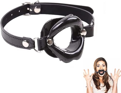Knebel Mundöffner Silikon-Lippenseparator mit Mundöffner SM-Ballknebel Lippen-Harness Bondage Verstellbar Geschmiedeter Mundöffner Leder Flirt-Sexspielzeug für Anfänger Paare