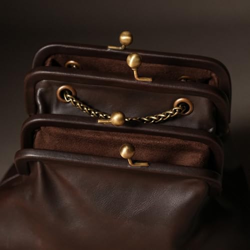 Image of Theater Francesca Vintage Kisslock Clutch Bag for Women Elegant Chain Shoulder Handbag with Structured Frame