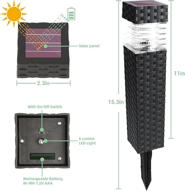 6 Pack Outdoor Solar Pathway Lights - Solar Landscape Lights Outdoor Walkway Solar Garden Lights for Lawn, Path, Yard Decor (Warm White)