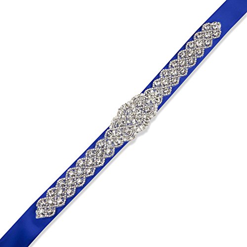 image for Sisjuly Rhinestones Bridal Sashes Beaded Women's Satin Belts for Weddi