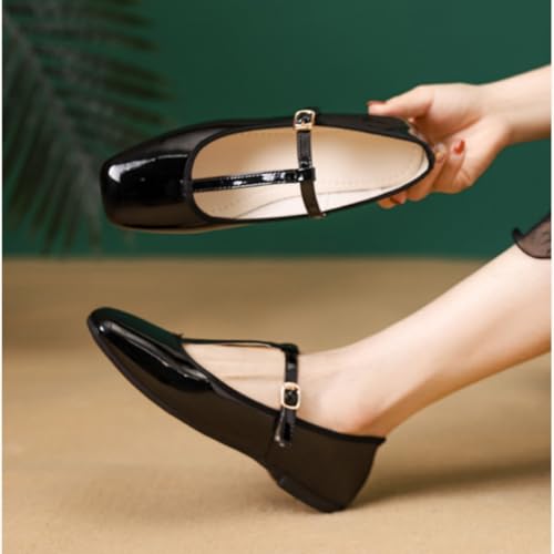 Women's Flat Mary Jane Shoes Buckle T-Strap Ballet Pumps4