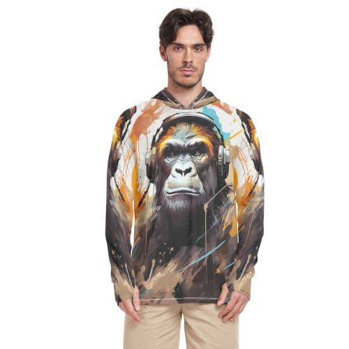 T-shirt gorille abstrait homme pour pêche et running : le confort des manches longues en plein air