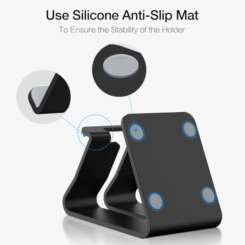 Image of J'TTON Aluminium Desktop Stand Holder for Mobile Phone and Tablet (Up to 10.1 inch) Cell Phone Stand Tablet Stand (Black)