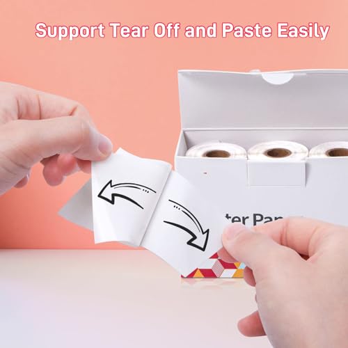 Image of T02 M02X AHM2 Thermal Sticker Printer Paper, White, for DIY Journal, Photo