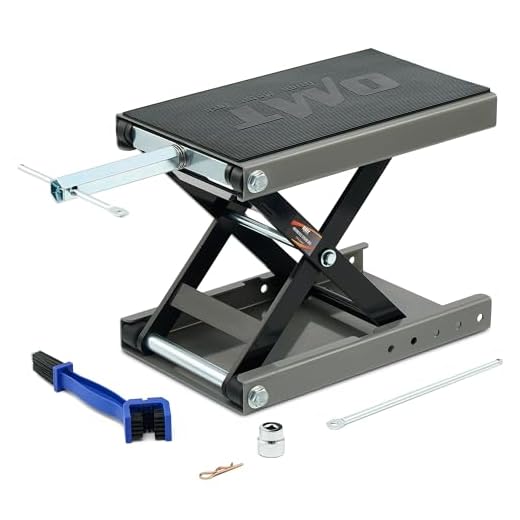 Orion Motor Tech Motorcycle Lift, 1100lb Motorcycle Scissor Lift Jack with Wide Deck T Handle 3/8" Socket, Motorbike Center Stand with Chain Brush, Crank Hoist Stand for ATV Dirt Bike Cruiser, Gray