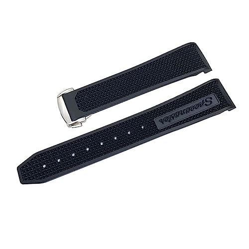 Bracelet de montre en caoutchouc 18mm noir rond pour Omega Speedmaster et Seamaster 300