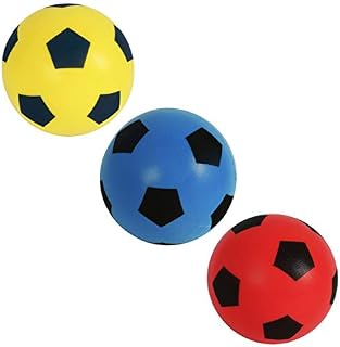 Fun Sport Size 5 Footballs | 3 Pack - Yellow, Red & Blue | Indoor/Outdoor Soft Sponge Foam Soccer Ball | Play Many Games For Hours Of Fun | Suitable For Adults, Boys And Girls Of All Ages