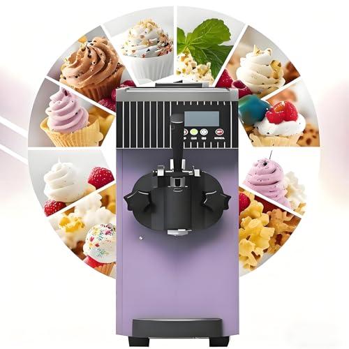 Macchina per Gelato Soft per Uso Commerciale e Domestico, 4-5 kg/h, Schermo LCD Touch, autopulizia, Sistema di preraffreddamento, da banco, Design Professionale in Metallo,White-220V