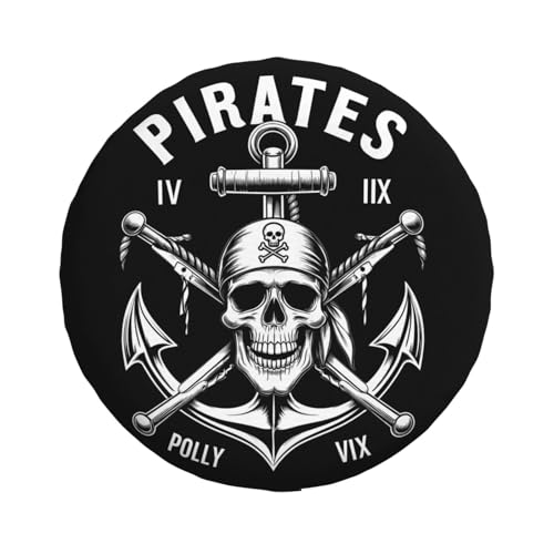 Image of IBILIU Cool Pirate Spare Tire Cover,Pirate Skull Swords Anchor Rope Tire Cover Wheel Protectors Weatherproof Universal Fit for Cars Trailer RV SUV Camper Truck - 15 Inch