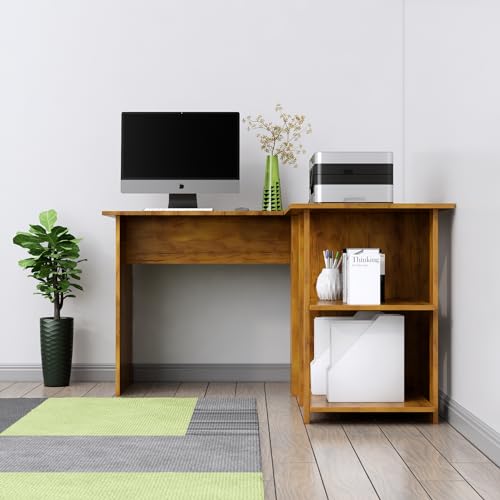 Image of Bniture Wooden Study Table for Home | Engineered Wood Study Table with Shelf Storage | L Shape Multi Purpose Computer Desk for Writing & Study | Laptop Table for Study Room & Office | Giant Wood