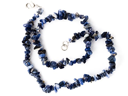 Taddart Minerals - Collier en sodalite naturelle bleue avec éclats de 45 cm de long - Fait à la main.