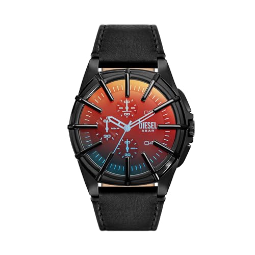 Leather Analog Black Dial Men Watch-Dz4658, Black Band