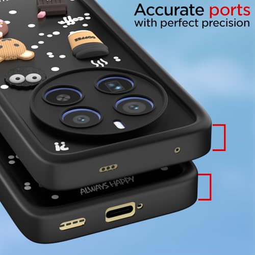 Image of Outlouders Back Cover for Realme 12 Pro 5G / Realme 12 Pro Plus 5G | 3D Cartoon Cute Fun Bear | Silicone Full Body Protection Bumper Case (Black)