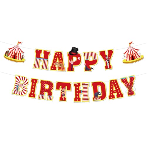 Circus Carnival Happy Birthday Banner for Girls Boys -...