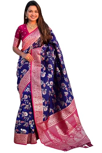Image of SGF11- Women's Kanjivaram Woven Soft Silk Saree With Blouse Piece