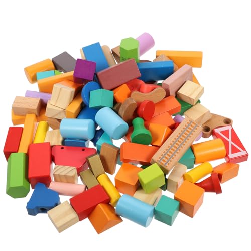 Blocs de construction bois colorés (100 pièces) pour éveil géométrique enfant
