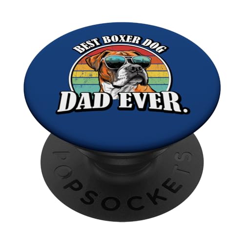 Funny Mens Retro Vintage Best Dad Boxer Dog Lover PopSockets PopGrip Adesivo