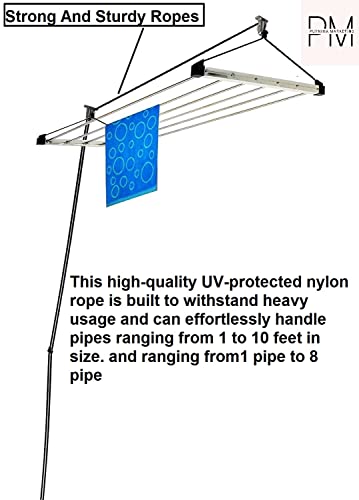 Image of Purnima Marketing PM White Rope for 3 /4 /5 /6 /7 /8 Pipes Economy Cloth Drying Rack Drop-Down Ceiling Cloth Dryer Model (Rope Only)